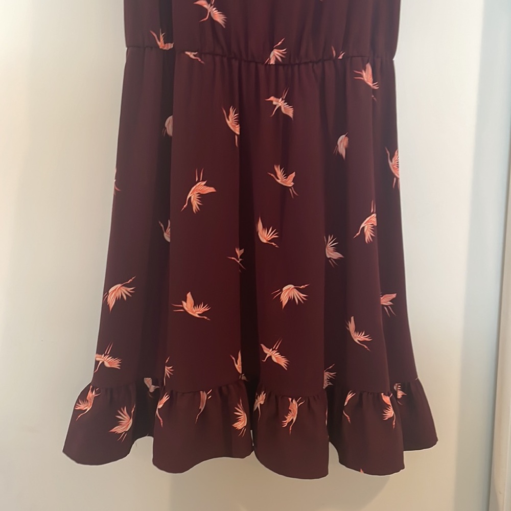 A New Day cranberry dress with cranes - Picture 3 of 7